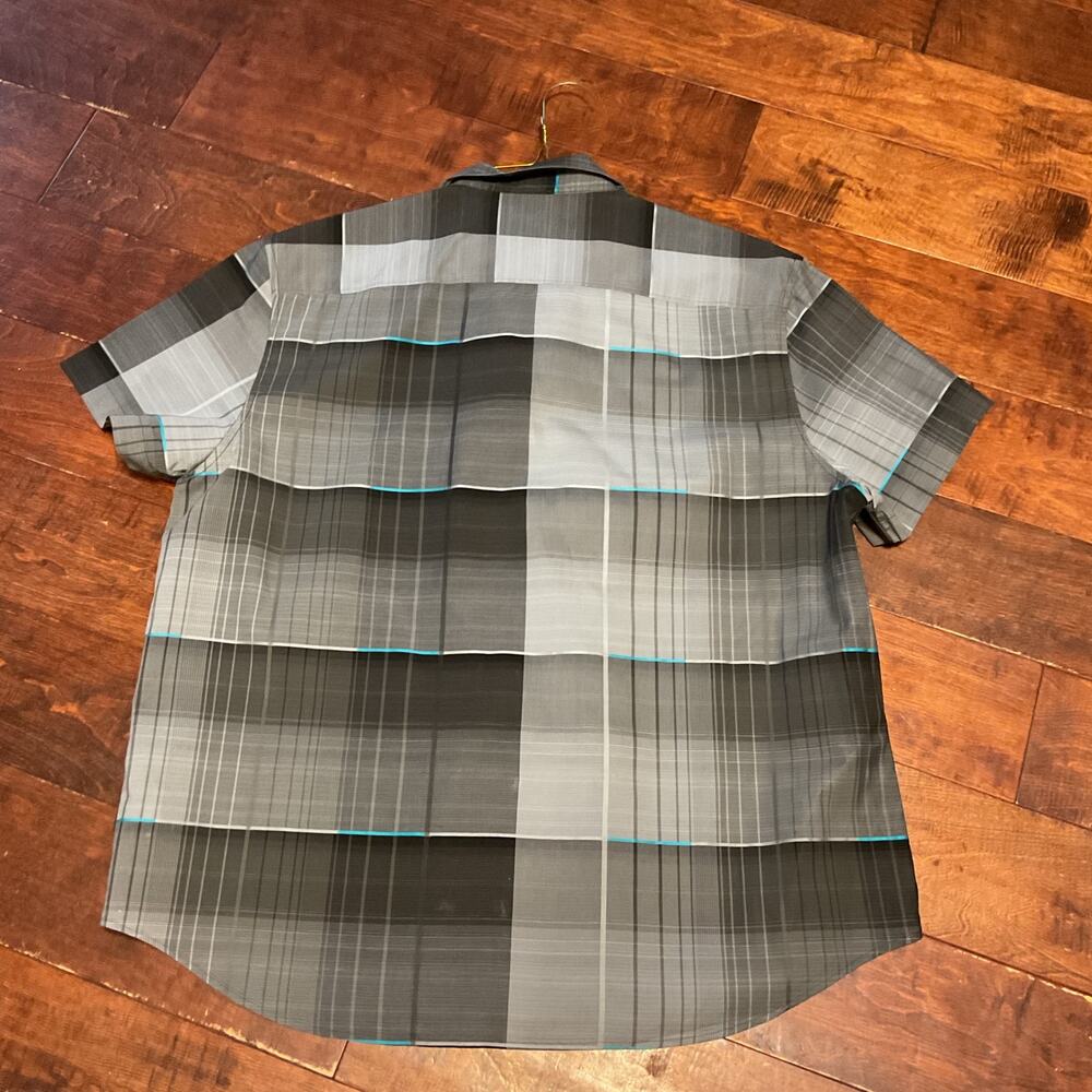 Calvin Klein Men's Bold Gray/Turquoise Check Button Down Sx XXL - Picture 6 of 6